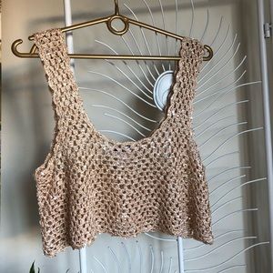 Beach Riot Cameo Sequin Crop Top Tank Metallic